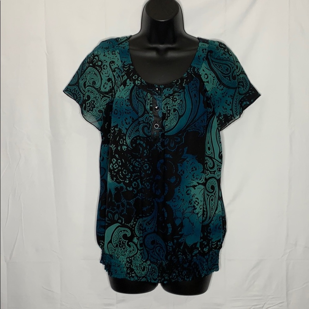 Apt. 9 geometric print flutter sleeve top